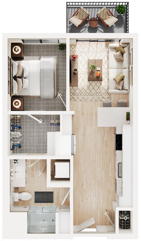 a floor plan of a one bedroom apartment